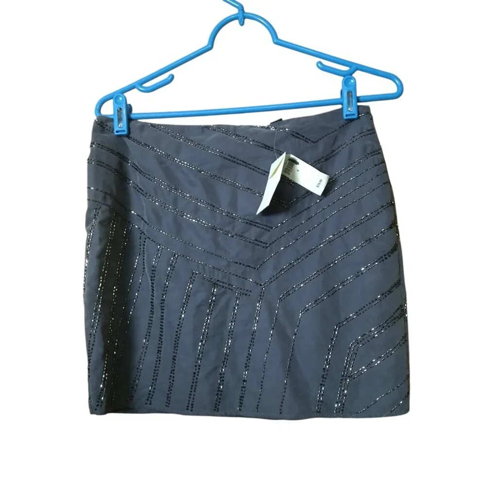 Banana Republic Size 4 Beaded Mini Skirt Purple/Blue Party Holiday Feminine